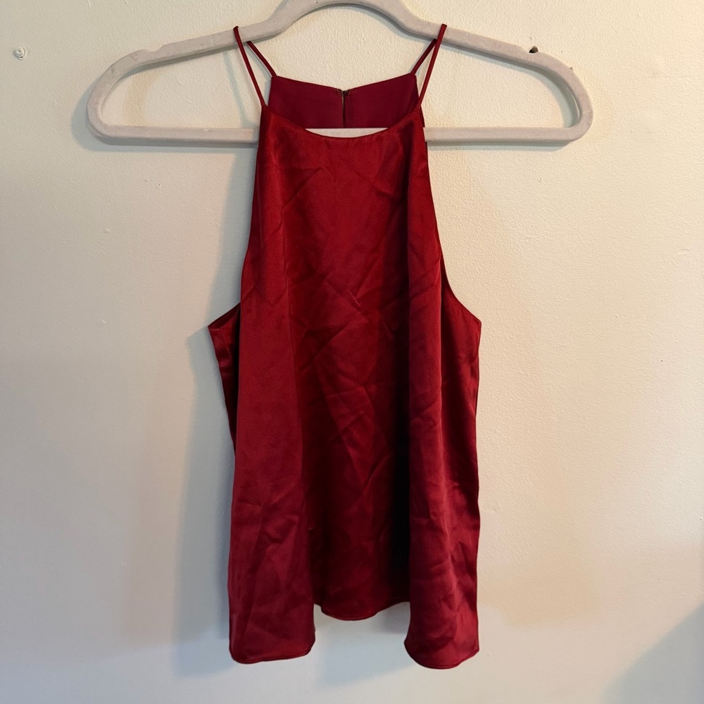 Women’s Silk Halter Cami Tank Top in Wine